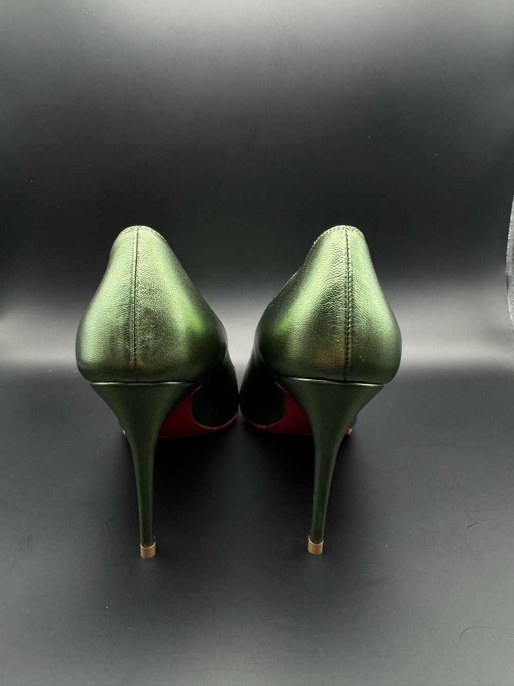 Christian Louboutin Kate 100 Metallic Green Forest Pumps Heels EU 37 - Picture 6 of 13
